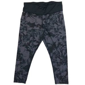 Jockey Womens Black Gray Floral Print Athletic Cropped Legging Size  M